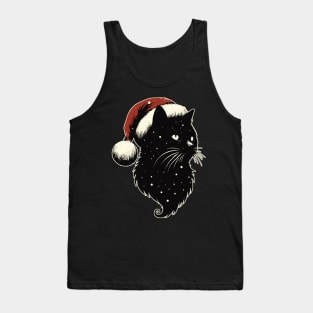 Retro cosmic christmas black cat Tank Top